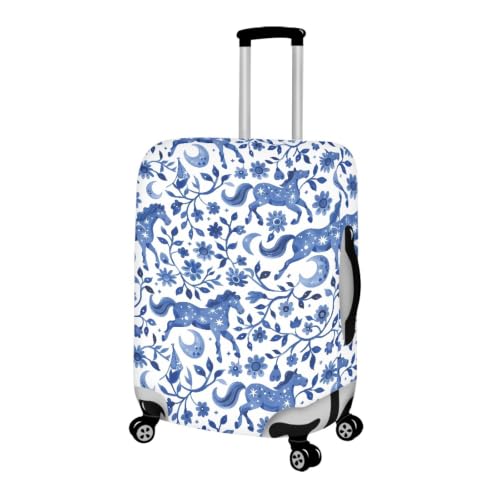 Housse de valise cheval bleu elastique pour protéger vos bagages en avion