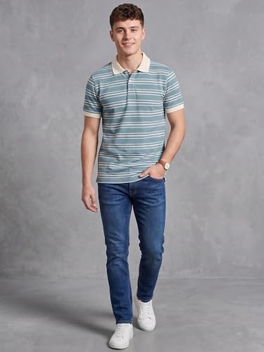 Image of XENOVAURBAN Polo t Shirt for Man | Striped Pattern Mens Cotton Polo Neck T-Shirt with Collar | Regular fit | Breathable and Soft - Polo-Striped-P