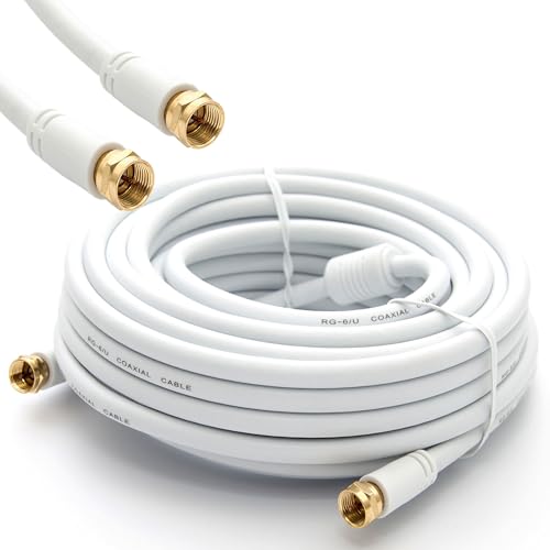 Premium X 30m Basic-Line SAT TV Antennenkabel - Koaxialkabel mit Mantelstromfilter - doppelt geschirmt 110dB HQ | HDTV UHD 4K 8K | Vollmetallstecker - Anschlusskabel flexibel Weiß
