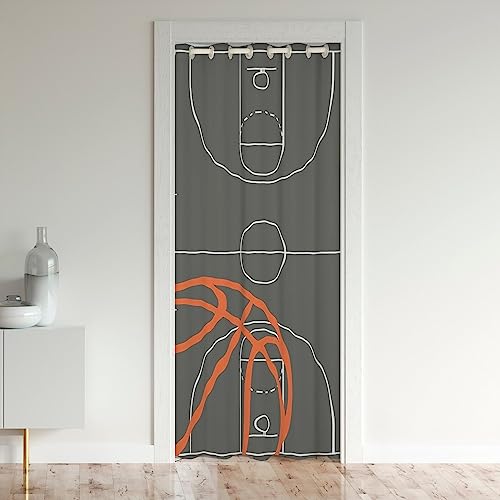 Basketball Door Curtain Extreme Sports Game Style Doorway Curtain for Closet Door Basketball Court Geometric Circles Lines Door Drape for Bedroom Privacy 1 Panel 34