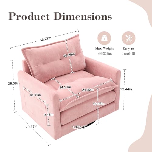 Sillón giratorio tapizado chenille rosa miniatura 2