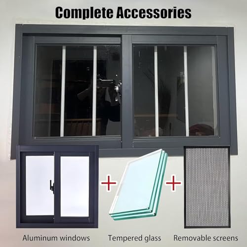 Ventana de aluminio negra corredera de 31 x 19, sustitución sin obras 4