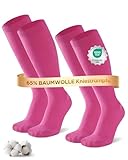 Niofind Kompressionsstrümpfe Damen & Herren, 2 Paar Kniestrümpfe & Stützstrümpfe aus 65% Baumwolle, Reisestrümpfe für Sport, Arbeit, Flug & Schwangerschaft
