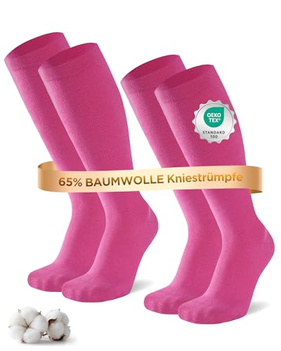 Niofind Kompressionsstrümpfe Damen & Herren, 2 Paar Kniestrümpfe & Stützstrümpfe aus 65% Baumwolle, Reisestrümpfe für Sport, Arbeit, Flug & Schwangerschaft