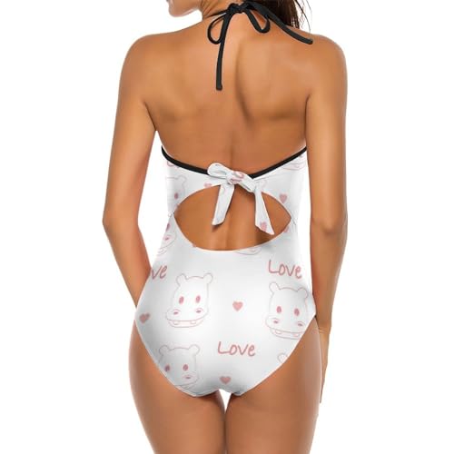 Maillot de bain hippopotame mignon imprimé original dos nu - 2