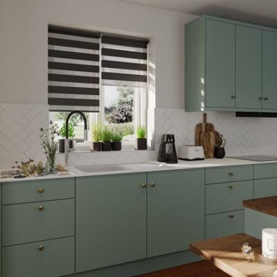 GoodHome Store Enrouleur Jour/Nuit sans perçage Keston Noir 80 x 180 cm