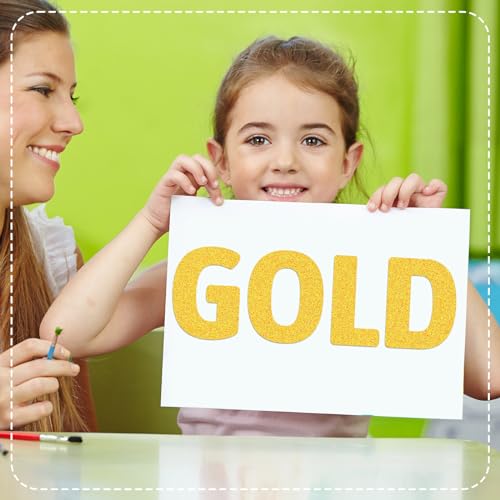 Image of Harloon 232 Pcs Large Glitter Letter Stickers 24 Sheets Classroom Bulletin Boards Decorations Big Font Alphabet Letter Self Adhesive Letters Stickers Back to School Decor DIY Craft(Gold,6 Inch)