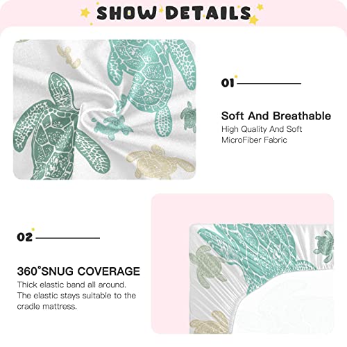 Image of Sea Turtle Crib Sheets, Crib Sheets for Boys Girls, Breathable Soft Standard Toddler Crib Sheet 52 X 28 Inches