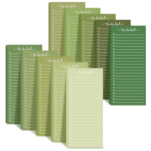 Image of Censen 10 Pack 500 Sheets to Do List Notes Daily Checklist Notepad with 50 Sheets Undated Memo Pad Color Block Shopping List Weekly Plan Notepad Organizer Planners(Gradient Green,Lined) | Note Book 514 Sheets Colorful Memo Pad Office School Supplies Planner Shopping Weekly Plan Task Organizer Tear-off Design