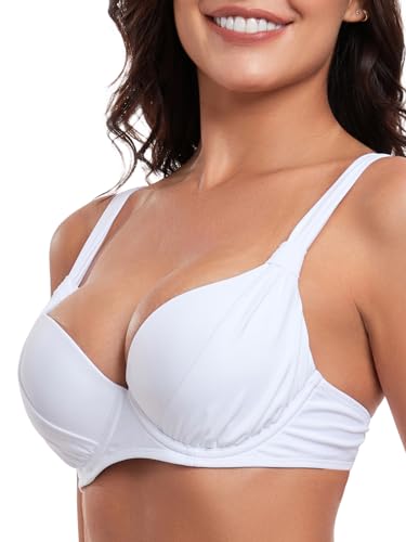 Women's Underwire Bikini Top Push Up Swimsuit Top Ruched Molded Padded Bathing Suit Top2