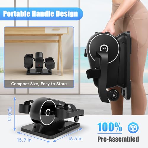 Image of ANCHEER Under Desk Elliptical Machine, 2-in-1 Mini Exercise Bike, Digital Display, 9 Resistance Levels, 12 Speed Levels, Active and Auto Modes, Silent Operation