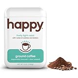 Happy Coffee Leichter gemahlener Kaffee, 340 ml, Noten von Cashew und Elation, recycelbarer Behälter, angebaut und geerntet in Kolumbien, Brasilien und Guatemala