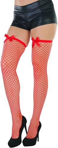 Image of ToBeInStyle Women's Vibrant Large Net Fishnet Thigh High Elastic Nylon Novelty Stockings