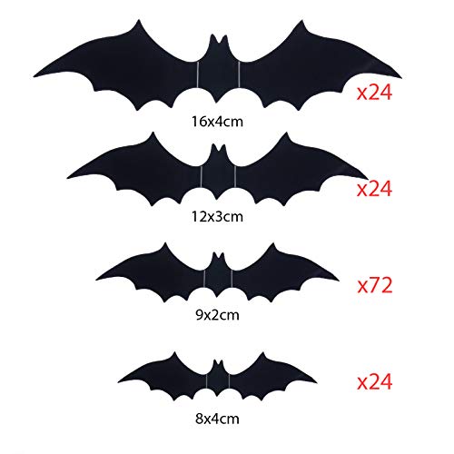 Boao 144 Pieces Halloween Scary Plastic 3D Bats Wall Decals Stickers, Diy Halloween Party Supplies Pvc 3D Decorative Scary Bats, Window Decor Party Supplies Decoration (Black) #TOP5