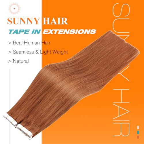 Image of Sunny Hair Tape in Hair Extensions Human Hair Copper Orange