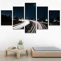 SIGNWIN 5 Panel Canvas Wall Art Light Exposure for Home Decorations Ready to Hang - 60
