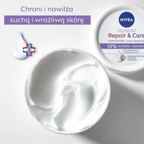 Nivea Repair & Care Cream Hydrata¿Ní T¿Lový Krém Pro Citlivou Poko?Ku 400ml - vue 4