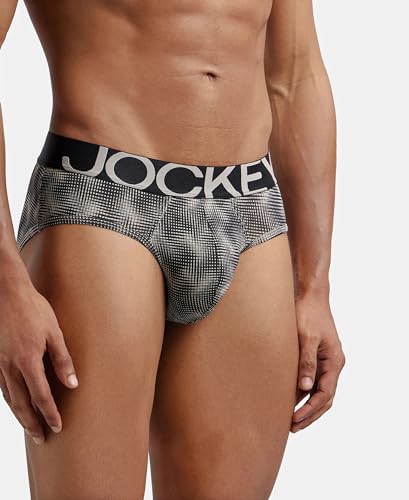 Image of Jockey IC29 Men's Tactel Microfiber Elastane Stretch Printed Brief with Moisture Move Properties String Base Prints XXL