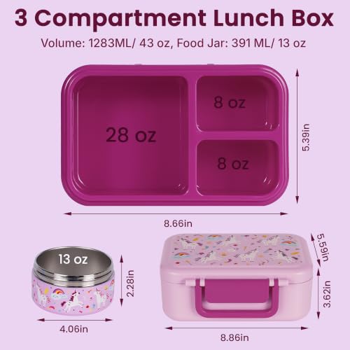 Image of Bento Lunch Box 1283ML / 43 oz with 391 ML / 13 oz Food Jar, Ice Pack