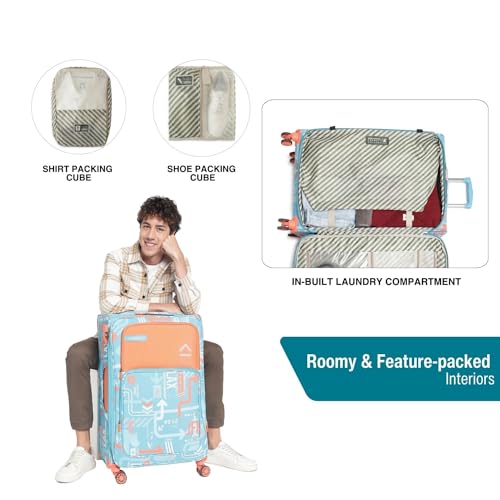 Image of uppercase JFK Plus 10100EST1TBL Large Check-in Eco Soft Trolley Bag, Dust Resistant Luggage Made of Sustainable Material, 8 Wheel Trolley Bag with TSA Lock,Travel Suitcase for Men & Women (Teal Blue)