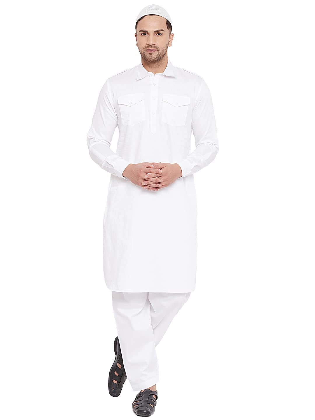 Royal KurtaMens Pure Cotton White EID Special Festive Kurta Pyjama Sets