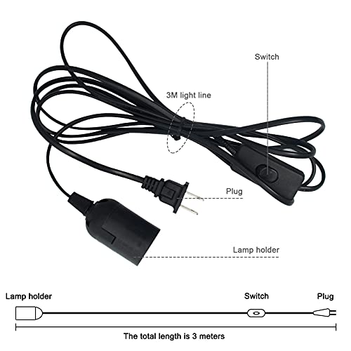 Pendant Light Cord 9.8Ft Hanging Lights With Plug In Cord E26/E27 Socket Extension Hanging Lantern Cord Cable With On/Off Pendant Light Cord For Kitchen Room Or Plant Growth Light Pendant Light Cord #TOP2