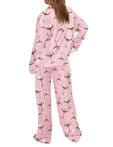 Image of SHESHOW Satin Pajamas for Women Set Long Sleeve Button Down Sleepwear 2 Piece Nightwear Women Pjs Sets Size XS-XXL