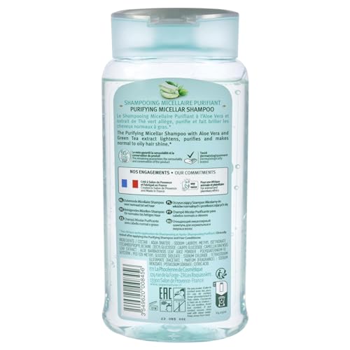 Le Petit Olivier Purifying Micellar Shampoo - Aloe Vera And Green Tea - Cleanses Hair - Reduce Excess Sebum - Suitable For Normal To Oily Hair - Free Of Silicones - 8.45 Oz