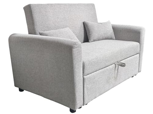 Sofá cama de 2 plazas compacto para visitas inesperadas, modelo gris claro con reposabrazos 8