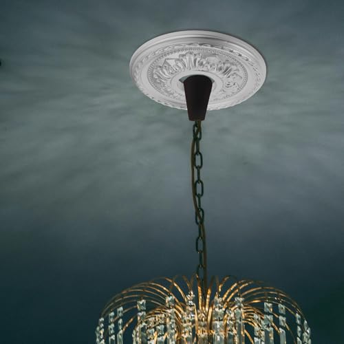 Medallón de Techo Plata Ligero de Fácil Instalación en PVC y PU para Comedor 7