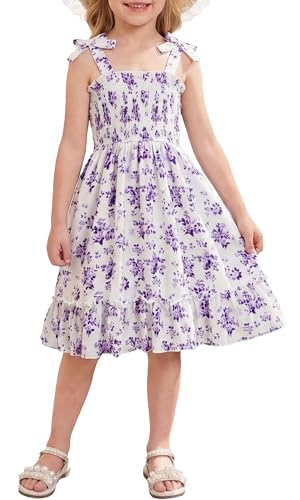Vestido bohemio para niña con lazo en hombros y cuerpo fruncido elástico muy suave