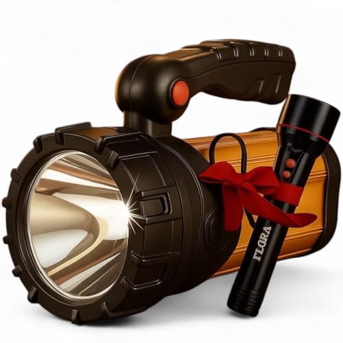 Image of Flysmart Heavy Duty LED Searchlight Long Range + Side Tube Emergency(Range Upto 1 Km.)with Multi-Functional + Blinker Rechargeable Handheld Torch(Metal 450 Watt)With Flora Ultra Durable AA Handy Torch