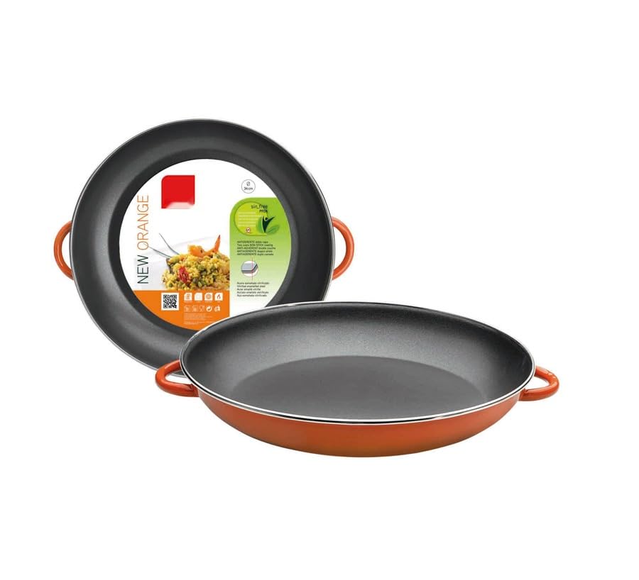 Paellera - paellera de acero, 38 cm de diámetro, con asas metálicas para un fácil manejo, ideal para cocinar platos típicos.