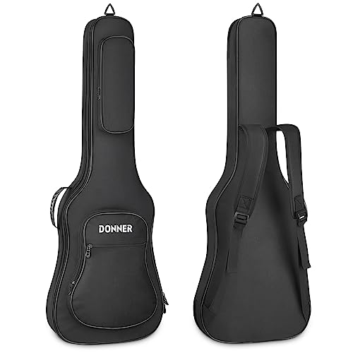 Donner E-gitarrentasche 39 Zoll E-Gitarre Gig Bag, 10MM Dicke Rucksack Weiches, solides Gitarrenkoffer mit verstellbaren Trägern, wasserdichtes Vlies Verdicktes Schwammpad Zwei Taschen, Schwarz