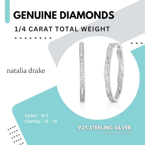 Natalia Drake Large Twisted Oval 1/4 Cttw Diamond Hoop Earrings for Women in 925 Sterling Silver4