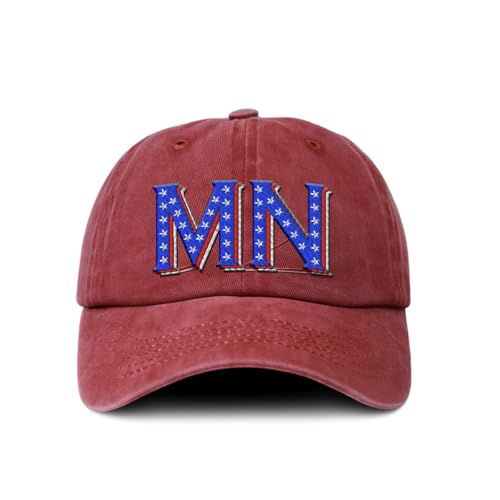 Soft Baseball Cap Embroidered Minnesota Blue Stars Mn Minn. Minnesotan North Vintage Hats Washed Cotton Red Design Only