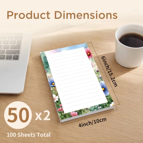Grand bloc-notes adhésifs lignés pour organiser votre bureau fleuri