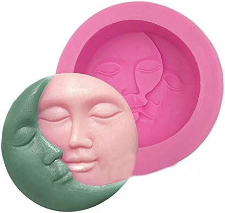 MoldFun Sun and Moon Face Soap Mold Silicone Mold for Handmade Bath Bomb, Lotion Bar, Polymer Clay, Wax, Crayon