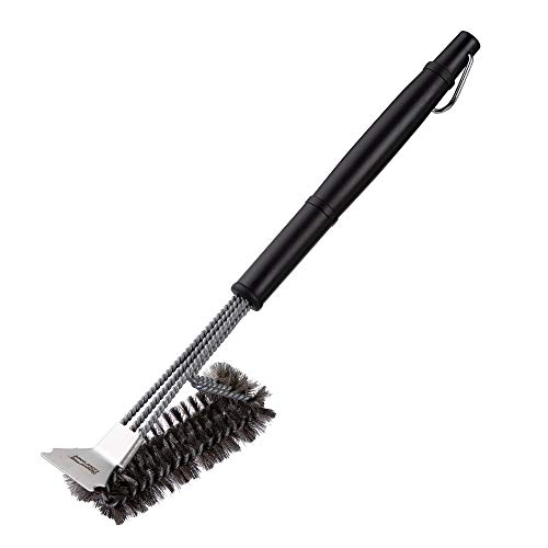 Image of Royal Gourmet TB1707 Grill Cleaning Brush and Scraper, 17-Inch Wire Bristles Stainless Steel Brush for Gas /Charcoal Grills Grates, Perfect BBQ Cleaning Accessory, Silver