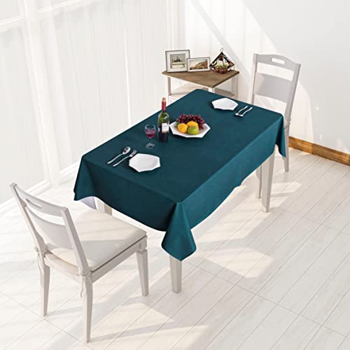 Image of sancua 100% Waterproof Rectangle PVC Tablecloth - 54 x 78 Inch - Oil Proof Spill Proof Vinyl Table Cloth, Wipe Clean Table Cover for Dining Tables, Buffet Parties and Camping, Deep Teal