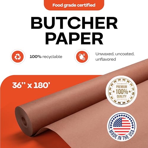Image of Peach Butcher Paper 36 inch x 2160 inch (180 feet) - USA-Made Natural Paper Roll