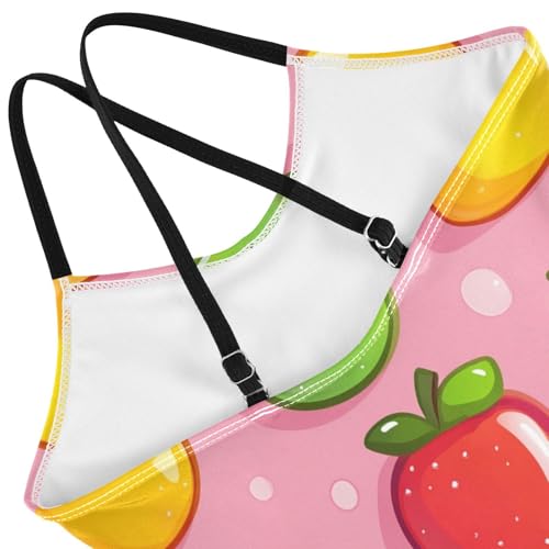 Pigsaly Girls One Piece Swimsuits Cute Peach Strawberry Pear Mango Gummy Jelly Candy Kids Cross Back Swimwear 3T4