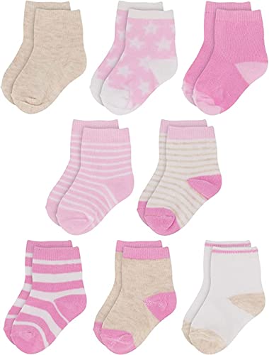 Image of Rising Star Baby Socks for Boys & Girls - Newborn Crew Ankle Cotton Infant Socks 0-6, 6-12 months (8 pack)