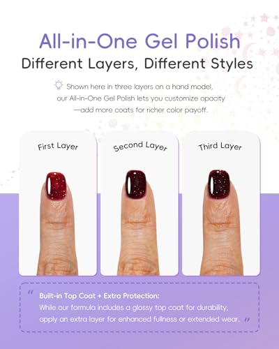 Kit de Esmaltes en Gel 6 Colores con Brillo y Glitter miniatura 6