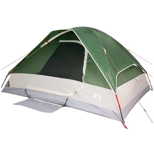 vidaXL 6-Person Dome Tent - Green Waterproof Family Camping Shelter with Detachable Rainfly, E-Port, and Easy Setup
