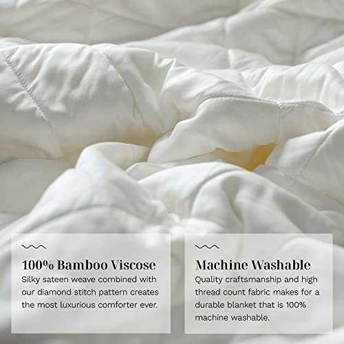 Image of LUXOME Lightweight Blanket | 100% Rayon (Viscose) from Bamboo Fabric & Fill | King /Cal King - 98 inchx92 inch | Thermal-Regulating | Ivory