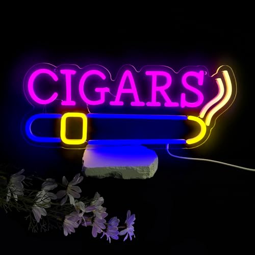 Image of Cigar Neon Sign, Neon Signs for Wall Decor, Neon Lights for Man Cave Decor, Light Up Sign for Bedroom, Bar, Hotel, Pub, Party