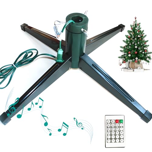 Soporte Giratorio para árbol De Navidad, Base Eléctrica Giratoria De 360° con Música Y Control Remoto, para árboles De hasta 7.8 Pies Y 100 Libras, Soporte Plegable para árbol Navideño con Patas