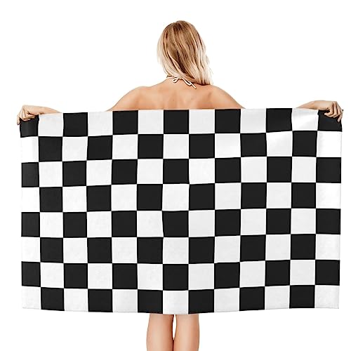 Voohddy Black And White Checkered Beach Towel Large Soft Absorbent Microfiber Quick Dry Oversized Bath Towels For Bathroom Women Men Pool Camping Travel Swimming Picnic Sports thumb #1
