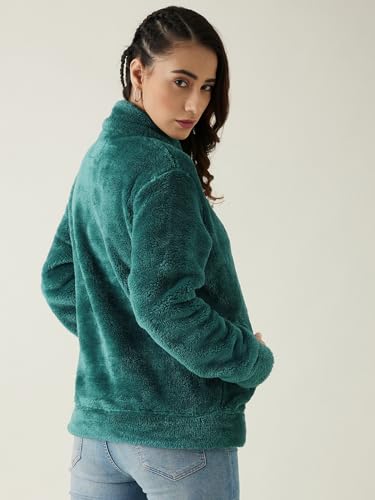 Image of Modeve Women Solid Full Sleeve Fur Standard Length Jacket For Winter